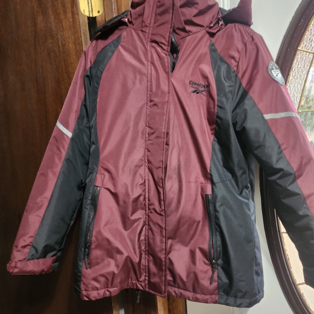 Reebox Black and Burgundy Puffer Jacket, Double Coat